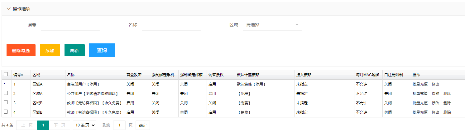 图 34 接入账户组列表